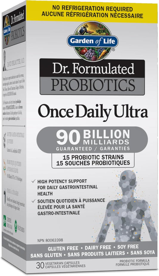 Garden of Life - Dr. Formulated Probiotics Once Daily Ultra | High Potency Support For Gut & Colon Health |90 Billion CFU + 15 Probiotic Strains | Shelf Stable | Gluten Free, Dairy Free, Soy Free