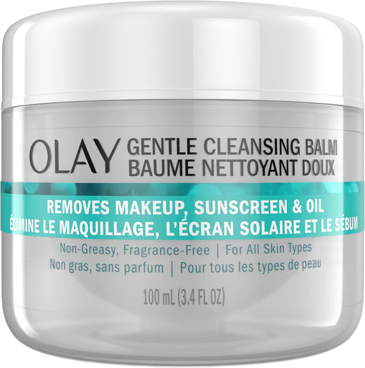 Olay Gentle Cleansing Balm Makeup Remover, Fragrance Free, Makeup Melting Face Cleanser, 100 mL