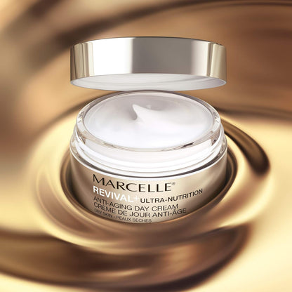 Marcelle Revival+ Ultra-Nutrition Anti-Aging Day Cream, Dry Skin, Mature Skin 55+, Intensely Nourishing, Comfort & Radiance, Cruelty-Free, Vegan, Hypoallergenic, Paraben-Free, Fragrance-Free, 50 mL
