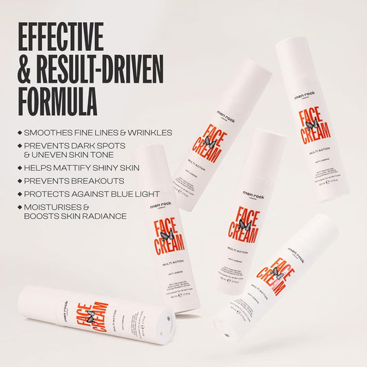 Men Rock Face Cream Multi Action Anti-Ageing - Mens Facial Moisturizer - Daily Face Moisturizer for Men - Skincare Products - Daily Lotion - 50 ml