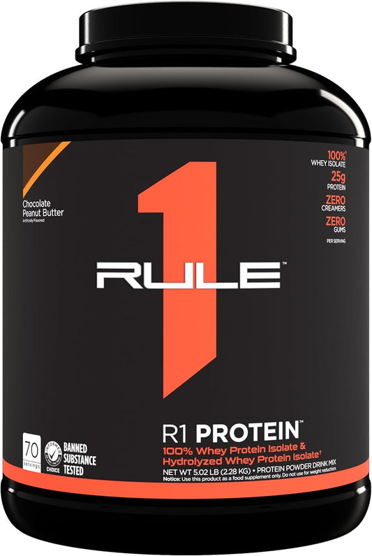 Rule 1 R1 Protein Isolate 76 serv Chocolate Peanut Butter 5lbs 5 pound (FID56107)