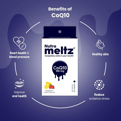 Nutrameltz 輔酶 Q10 (CoQ10) 促進心臟健康和血壓 - 速溶片 100 毫克 - 60 片
