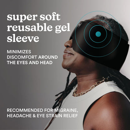 Homedics 偏头痛缓解帽 – 360° 可穿戴凝胶冰袋 | 冷热疗法帽 | 遮光、可重复使用、均码弹性
