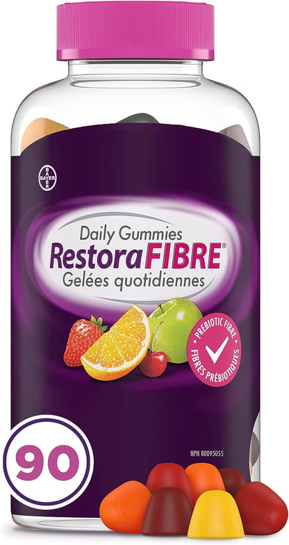 RestoraLAX RestoraFIBRE Daily Prebiotic Fibre Gummies - Supplements For Men And Women, Naturally Sourced Inulin, Promotes Regularity And supports Healthy Digestive system, Gentle Constipation Relief For Adults, 90 Count