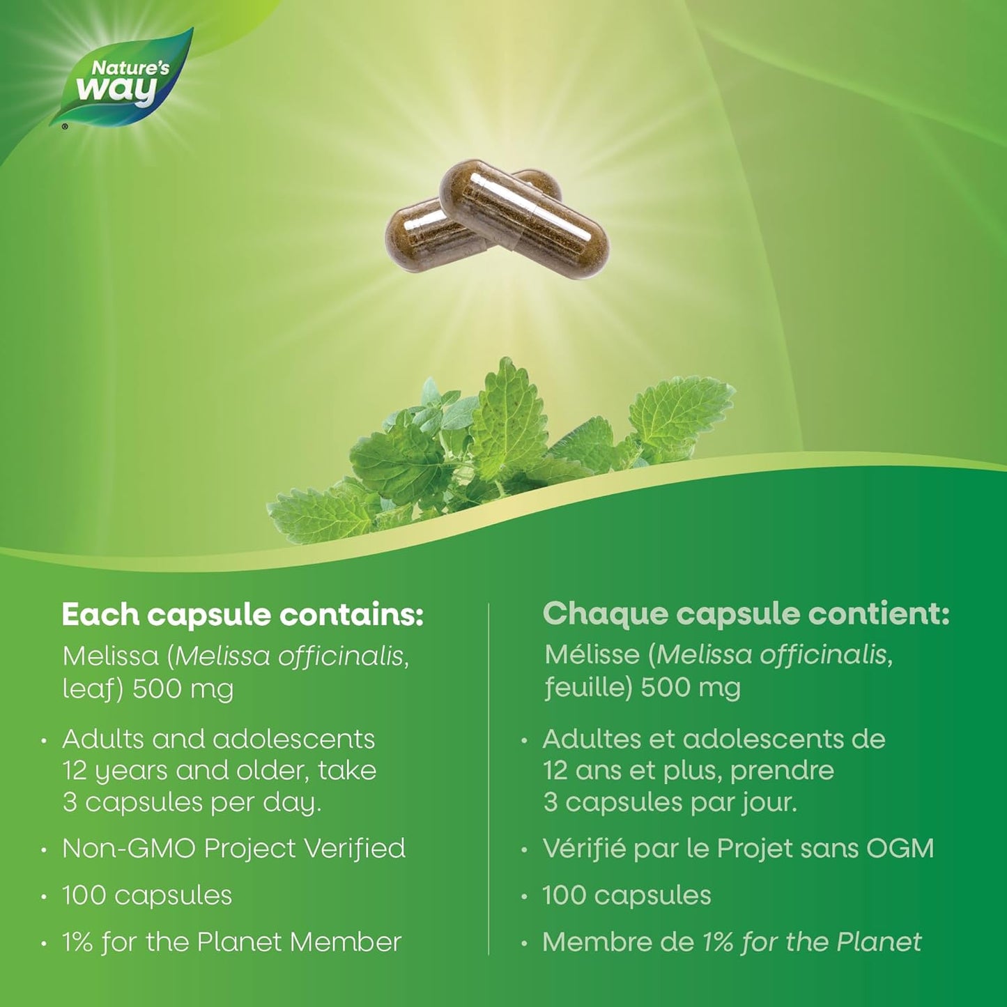 Nature's Way Melissa Leaves, Sleep Aid, 100 Vegetarian Capsules