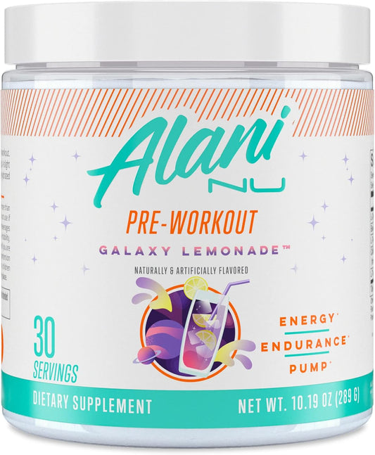 Alani Pre-Workout Galaxy Lemonade 30 Servings & Pre Workout Supplement Powder for Energy, Endurance & Pump | Sugar Free | 200mg Caffeine