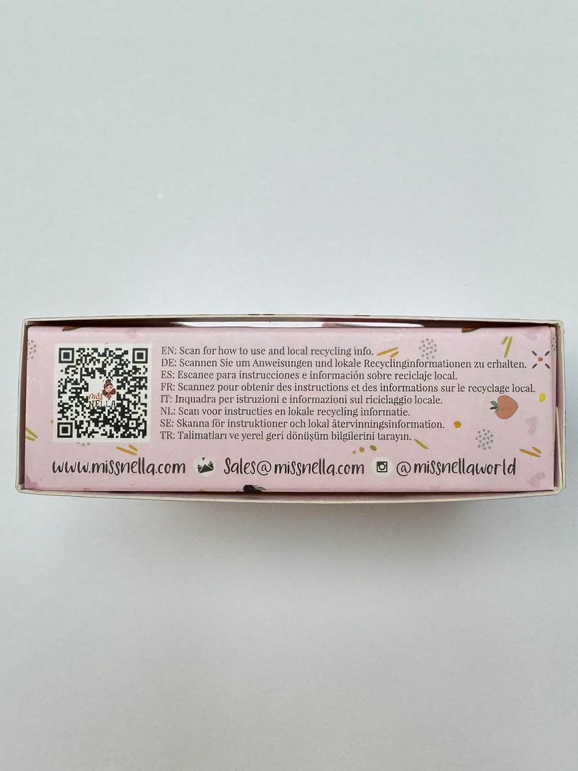 Miss Nella Nail Polis + Lip Balm set- Special Peach Glitter Nail Polish for Kids- PEACH SLUSHIE, with Peel-off, Water Based & Odour Free Formula + BUTTER CHEEKS pink hypoallergenic lip balm