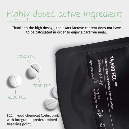 LactoJoy Lactase Pills 14.500 FCC I 240 Pieces Refill Package I Powerful Lactase Enzymes for Lactose Intolerance I Ultra Pure for Improved Digestion I 100% Vegan