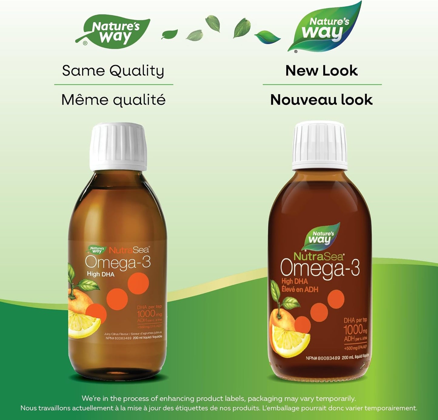 Nature's Way NutraSea Omega-3 High DHA - Fish Oil Omega-3 with 1500 mg EPA + DHA – Support Cardiovascular & Cognitive Health – Non-GMO - Juicy Citrus Flavour, 200 mL Liquid