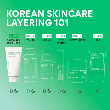 innisfree Green Tea Amino Acid Cleansing Foam, Sulfate-Free Hydrating Korean Face Wash, Gentle Lather, pH-Balanced Skincare