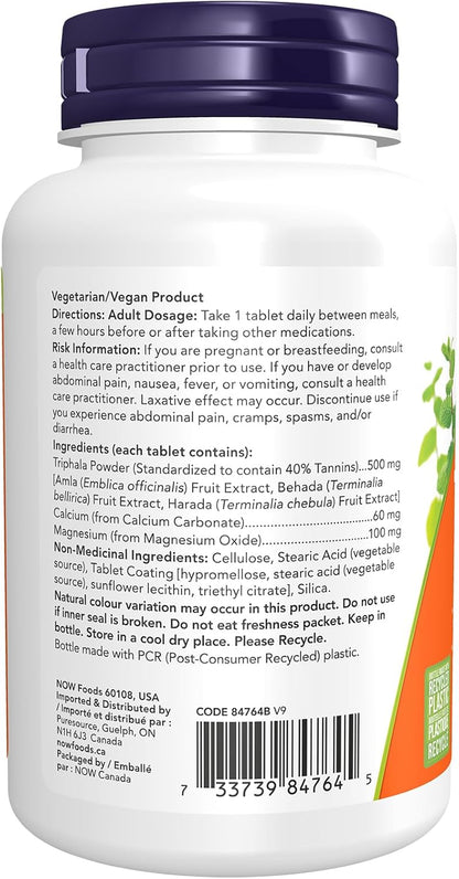 NOW Supplements, Triphala 500 毫克，原田、餘甘子和白藜蘆醇組合，120 片裝