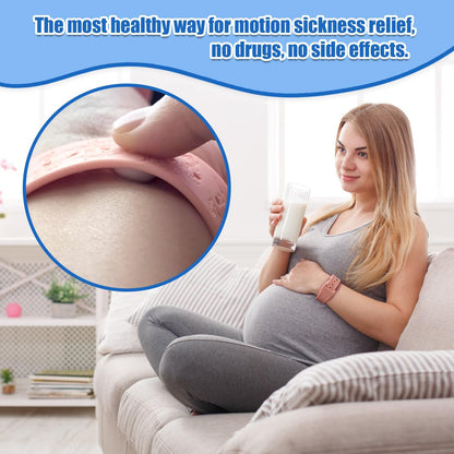 晕车腕带 防恶心指压腕带 晕船腕带 恶心腕带（2对-黑色+绿柱石）-雏菊