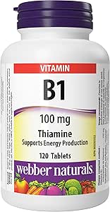 Webber Naturals 維生素 B1 硫胺素 100 毫克，120 片，支持能量生成，純素