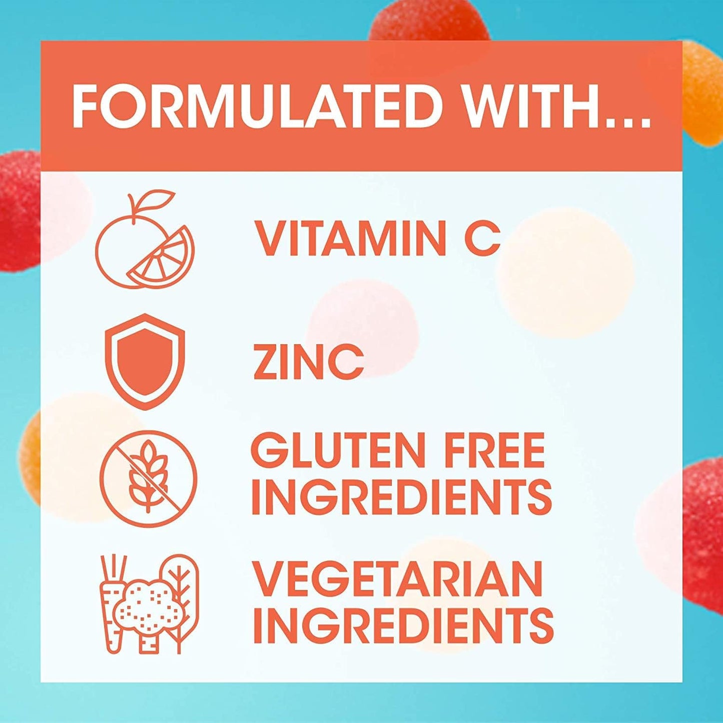 Emergen-C 免疫支持軟糖，富含維生素和礦物質，橙子、橘子和覆盆子混合，45 粒軟糖