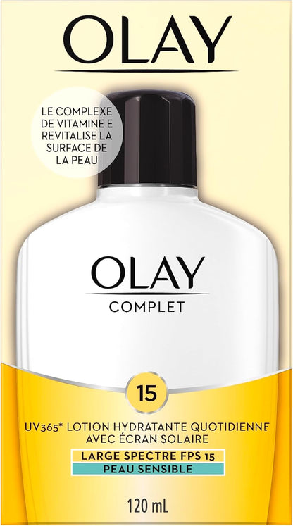 Olay Face Moisturizer by Olay, Active Hydrating Cream, 100 ml & Complete Daily Moisturizing Lotion with Sunscreen Broad Spectrum SPF 15, Sensitive, 120 ml