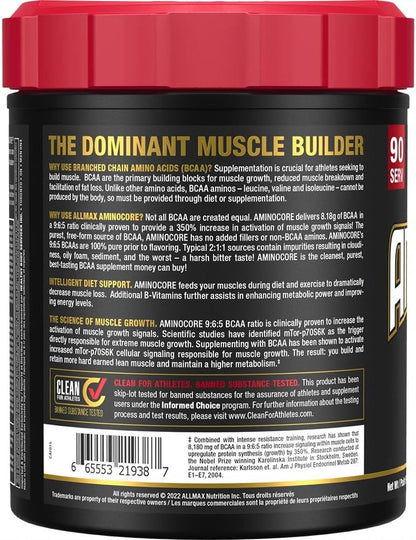 ALLMAX Nutrition Aminocore Bcaa - 8克 Bcaas - 100% 纯支链氨基酸 - 无麸质 945 克蓝莓味
