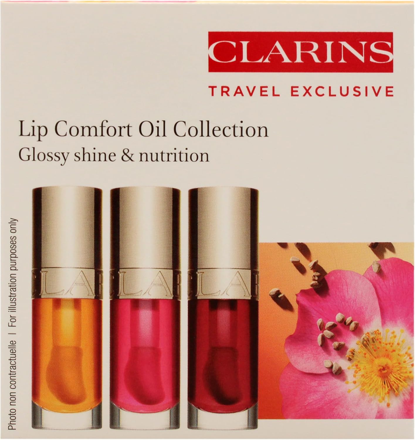 嬌韻詩唇部舒適油系列唇油 - 01 蜂蜜，唇油 - 03 櫻桃，唇油 - 04 火龍果女士 3 x 0.2 盎司