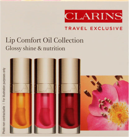 嬌韻詩唇部舒適油系列唇油 - 01 蜂蜜，唇油 - 03 櫻桃，唇油 - 04 火龍果女士 3 x 0.2 盎司