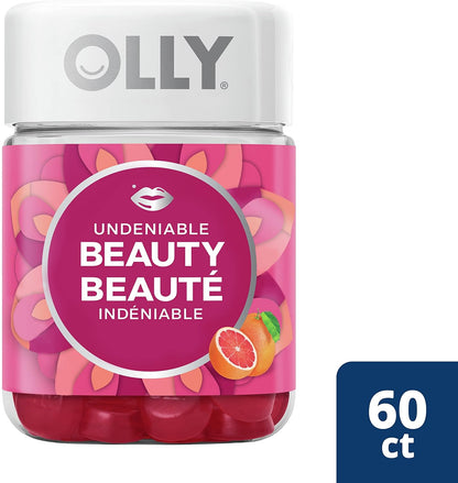 OLLY 無可否認美容軟糖補充劑，適合女性，葡萄柚魅力，含生物素、角蛋白和維生素 C 和 E，30 天供應量 60 粒軟糖