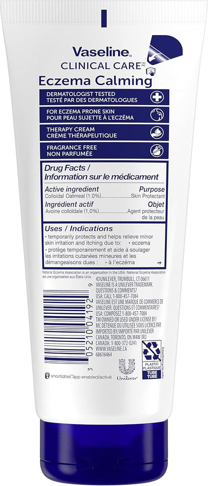 Vaseline Clinical Care™ Body Cream lotion for eczema prone skin Eczema Calming Therapy Cream with Colloidal Oatmeal Skin Protectant to provide instant relief for dry, itchy skin 200 ml, 3 pack