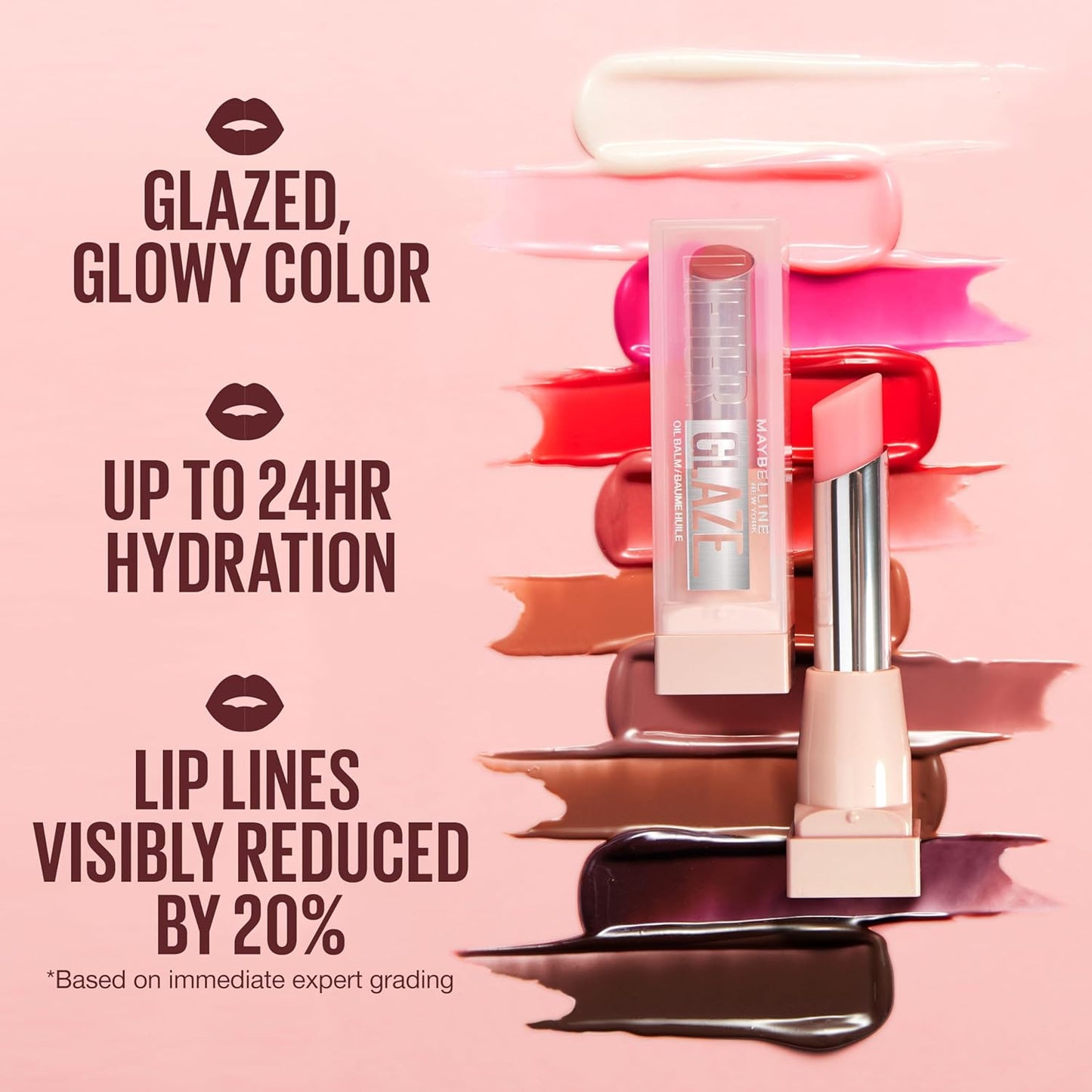 Maybelline New York Lifter Glaze Oil Balm, Hydrating, Infused with Hyaluronic Acid for Reduced Lip Lines, Fuller Lip Look, Ultra Confortable Wear, Sheer Tint, Buildable Colour, Shade: Pink Drip