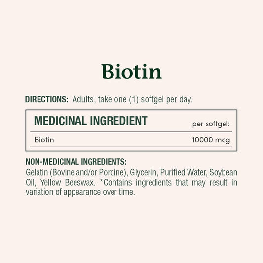 自然之寶生物素，超強效，10,000 微克，促進頭髮生長，使指甲更濃密、更健康，頭髮更濃密，皮膚更健康，幫助營養素代謝，軟膠囊，20.8 克