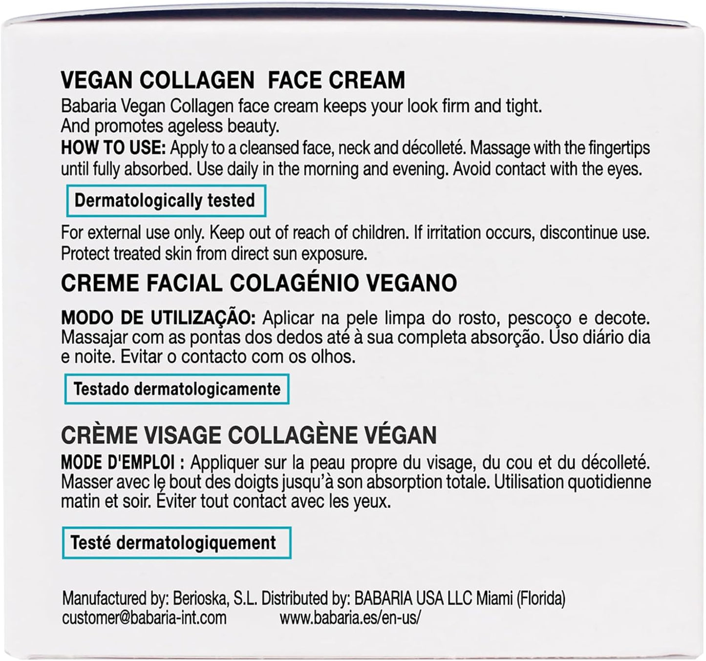 Babaria 胶原蛋白素食面霜 - 抗衰老面霜 - 保湿面霜 - 植物基面部保湿霜，焕活肌肤 - 1.7 盎司