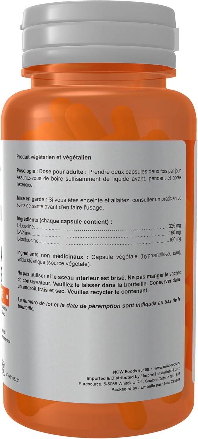 NOW Sports, Branched Chain Amino Acids, With Leucine, Isoleucine and Valine, 60 Veg Capsules
