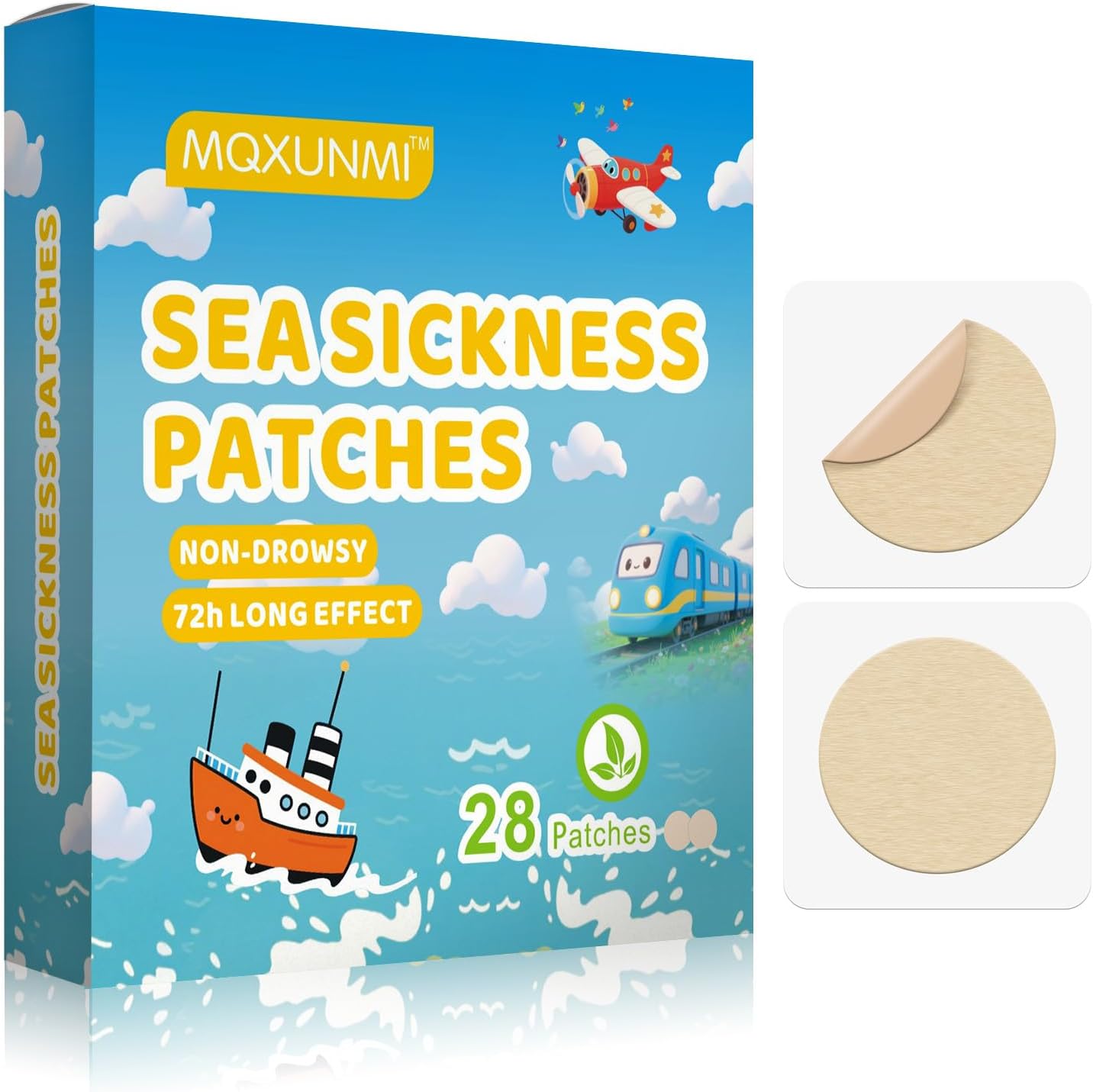 MQXUNMI Sea Sickness Patch for Cruise, 28 Count Motion Sickness Patches- Relieves Dizziness from Seasickness and carsickness, Suit for Travel of Car and Boat Rides, Cruise and Airplane