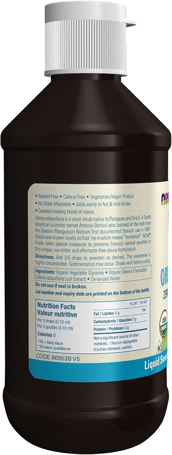 NOW Foods BetterStevia 有机甘油零卡路里液体甜味剂，生酮友好，适合糖尿病患者，不含赤藓糖醇，237 毫升
