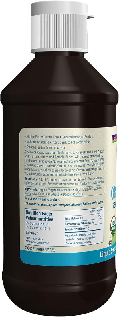 NOW Foods BetterStevia 有机甘油零卡路里液体甜味剂，生酮友好，适合糖尿病患者，不含赤藓糖醇，237 毫升