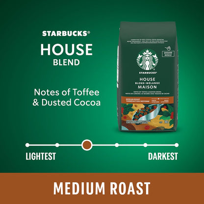 星巴克 House Blend 中度烘焙研磨咖啡，340 克袋装（6 包）