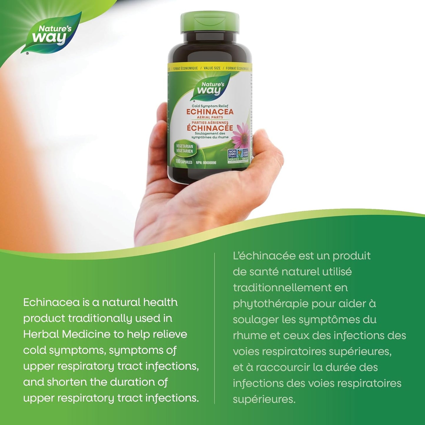 Nature's Way 紫锥菊保健品，180 粒