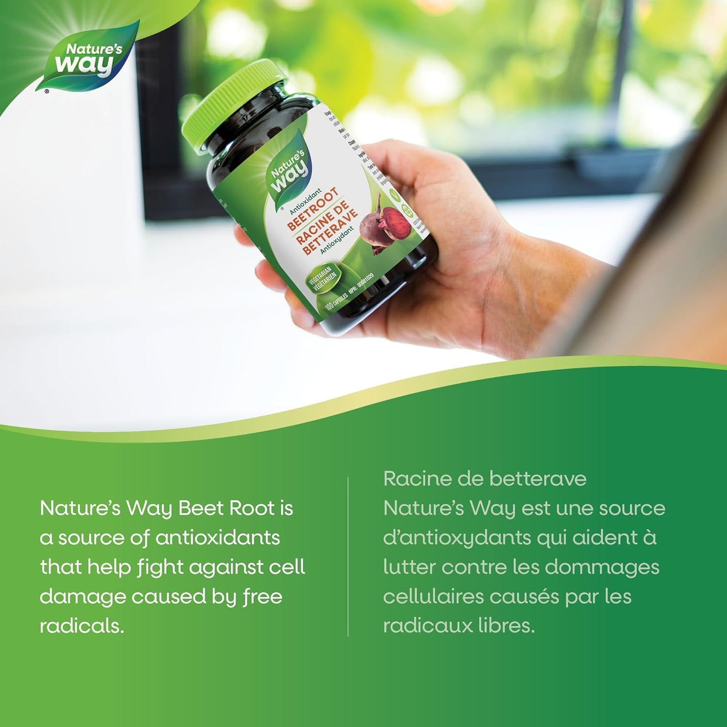 Nature's Way 甜菜根草本補充劑膠囊 – 抗氧化支持，保護細胞 – 每粒膠囊 500 毫克 – 素食且無麩質 – 100 粒膠囊