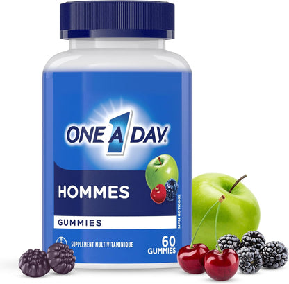 One A Day 男士複合維生素軟糖 - 男士每日補充維生素軟糖，含維生素 A、C、D、鋅（有助於免疫和骨骼健康）、生物素（有助於能量代謝）、維生素 E、硒（抗氧化劑），60 粒軟糖
