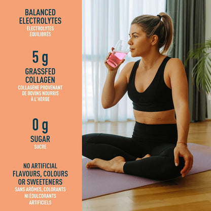 Organika Electrolytes Extra-Strength Powder- Lemon Lime- High in Sodium for Sport Recovery & Electrolytes + Enhanced Collagen- Strawberry Peach Flavour- Sugar-Free Hydration + Protein