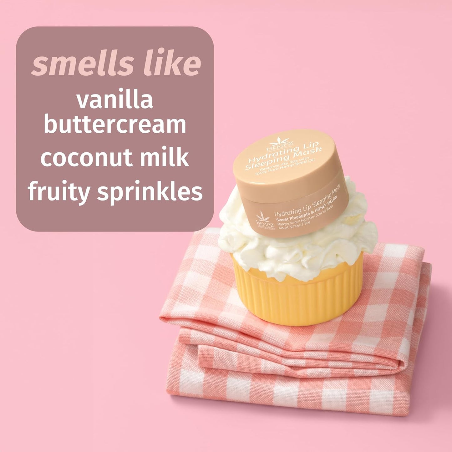 Hempz Hydrating Lip Sleeping Mask - Whipped Vanilla (.70 Oz.) | Overnight Hydrating Lip Balm for Dry Lips, Lip Repair, Chapped Lip Treatment & Nourishment for Women