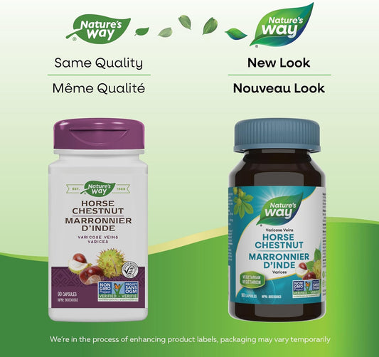 Nature’s Way Horse Chestnut – Helps Treat Varicose Veins and Digestive System Inflammation Relief – Horse Chestnut seeds and Calendula - 90 Vegetarian Capsules