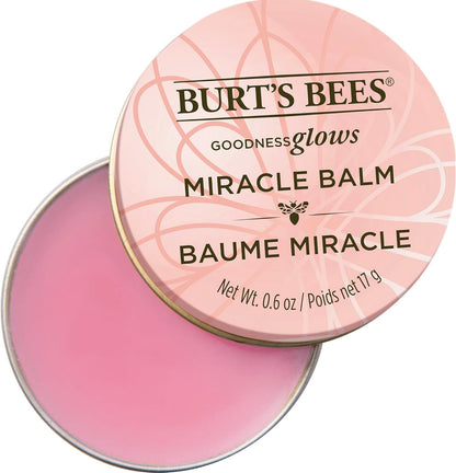 Burt's Bees 夜間強效唇部護理，適用於乾燥、皸裂和破裂的嘴唇，100% 天然成分，煥發光彩奇蹟潤唇膏，軟化乾燥皮膚 - 17 克罐裝，1 支