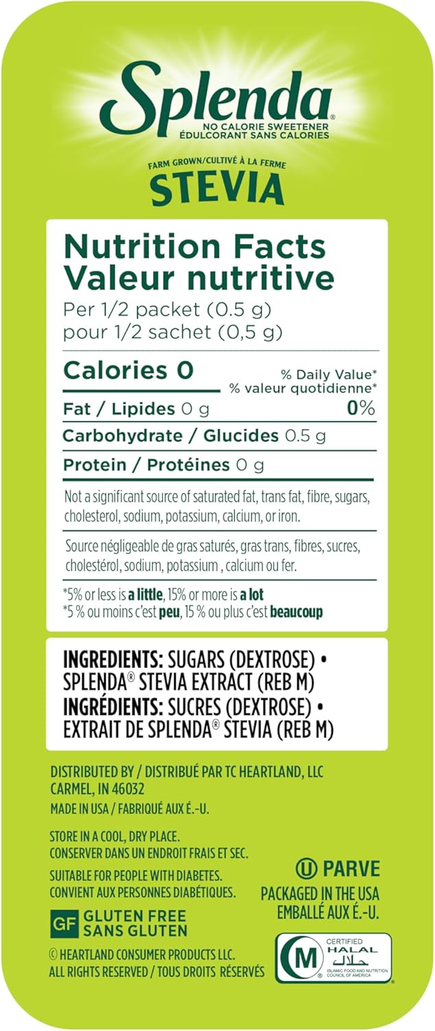 SPLENDA Stevia No Calorie Sweetener, Sugar Substitute Packets, 200 Count (Pack of 1)