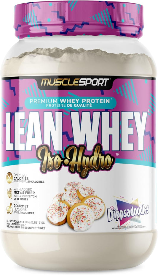 MuscleSport Lean Whey Protein Powder - Whey Protein Isolate - Low Calorie, Low Carb, Low Fat, Incredible Flavors - 25g Protein per Scoop - 2lb Dippsadoodles