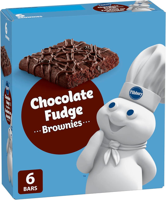 Pillsbury Chocolate Fudge Brownies Bars, Pack of 6 Bars, Snack Bars