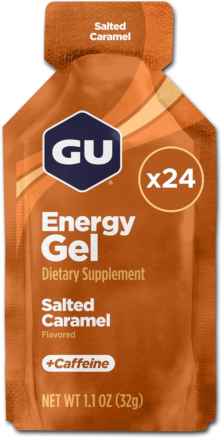 GU ENERGY 原装运动营养能量凝胶，咸焦糖口味，24 粒装