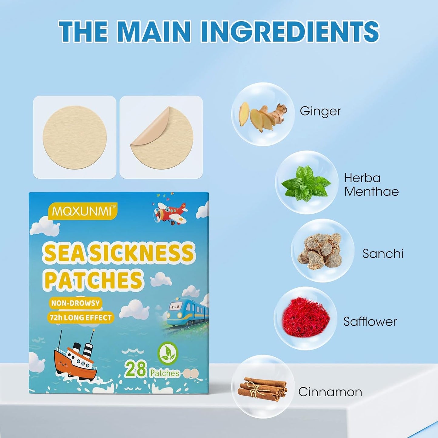 MQXUNMI Sea Sickness Patch for Cruise, 28 Count Motion Sickness Patches- Relieves Dizziness from Seasickness and carsickness, Suit for Travel of Car and Boat Rides, Cruise and Airplane