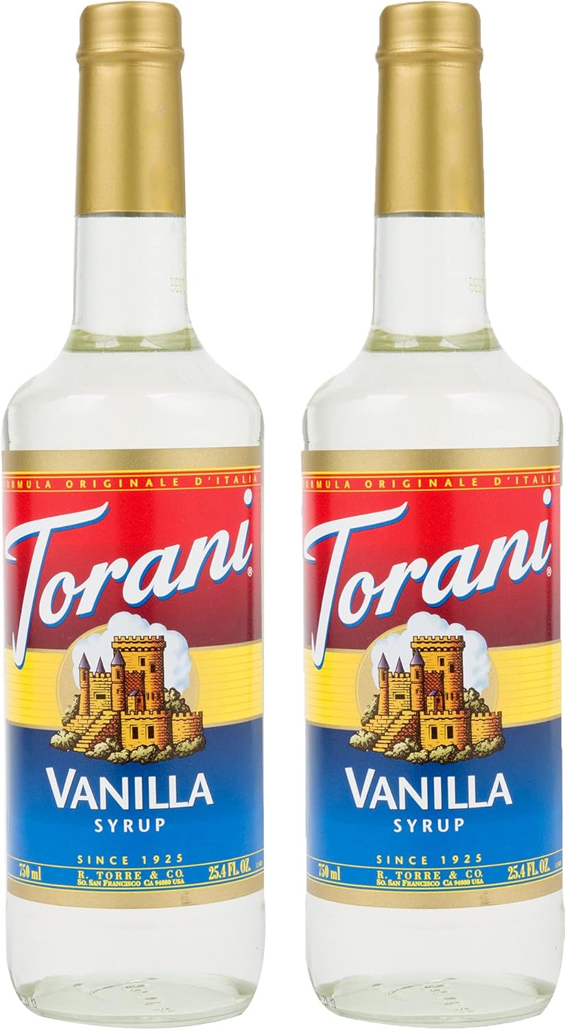 Torani 香草味糖浆，750 毫升瓶装，2 瓶装，透明