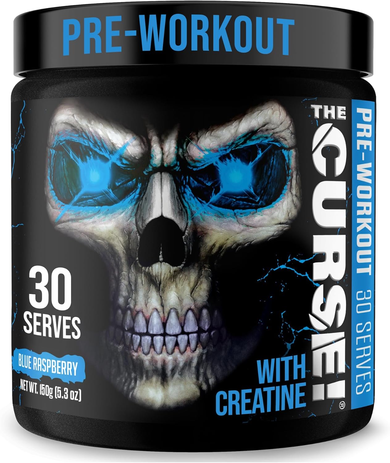 JNX SPORTS The Curse! Pre Workout Powder for Men & Women, Caffeine, Beta-Alanine, Creatine, L-Citrulline, 30 Servings, Blue Raspberry Flavor – Boost Energy, Strength & Focus