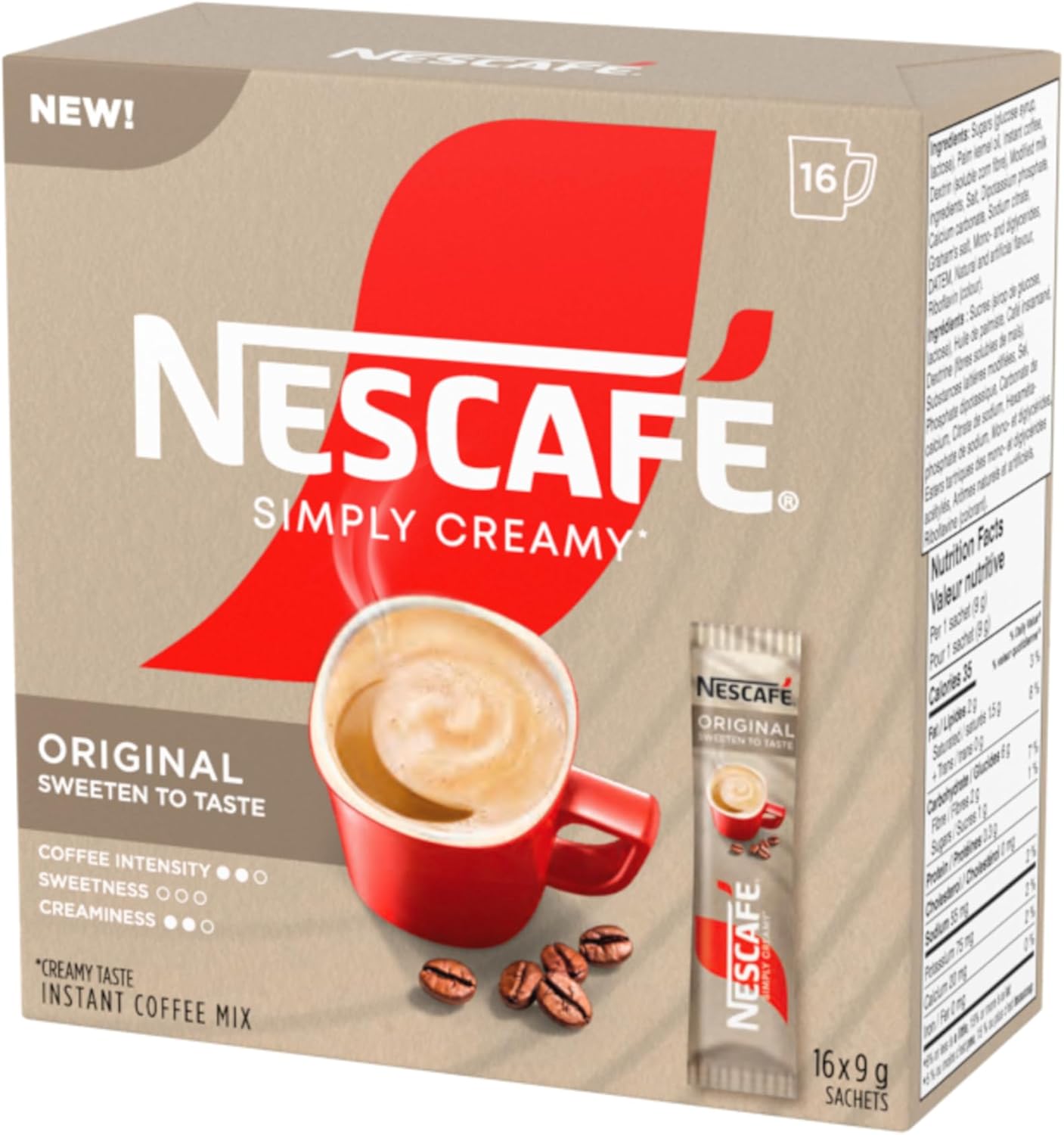 雀巢速溶奶油咖啡，含奶精，单份小袋装，6 盒，0.9 公斤