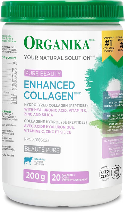 Organika 增強膠原蛋白純美 200g + Organika 電解質 + 增強膠原蛋白草莓桃 360g（30 份）