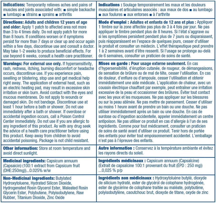 Salonpas Hot Capsicum Patch, Backache, Strains, Sprains, Arthritis, 3 Large Patches