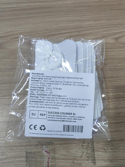 BOXOB 30片装蓖麻油贴片，自粘式护垫，防漏蓖麻油贴片，适用于肚脐关节、肩颈足部，是居家旅行的完美礼物